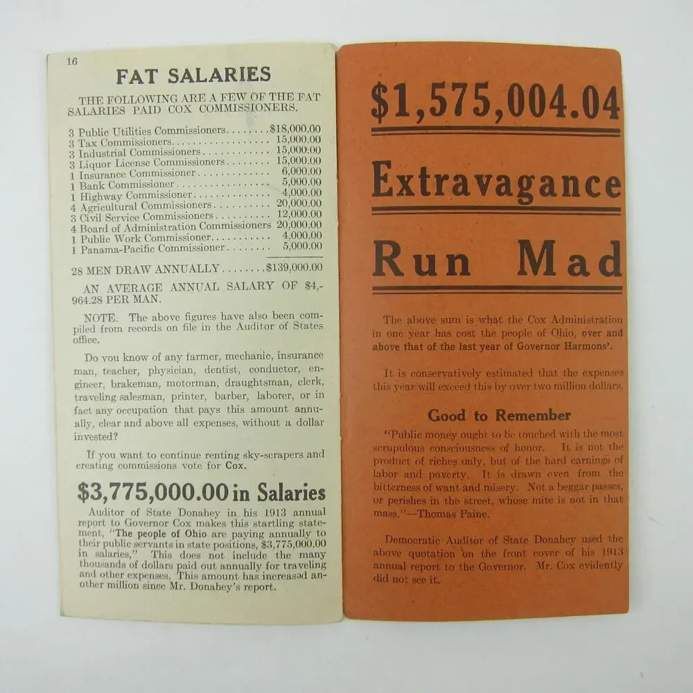 Ohio Governor James Cox Political Opposition Fact Book Sky Scraper Antique 1910s - Picture 13 of 15